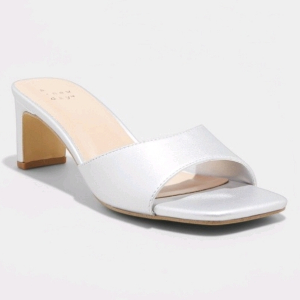 Women's Lindie Mule Heels - A New Day" Silver